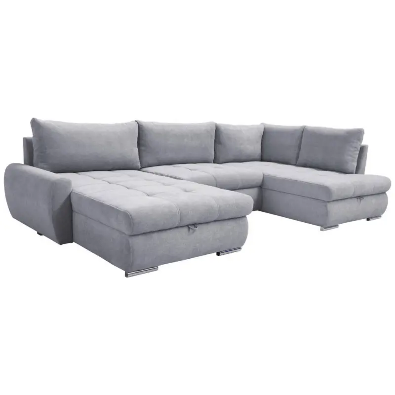 Ecksofa in Velours Hellgrau