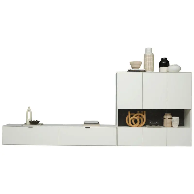 Wohnwand in Wei&szlig; 348,8/171,9/37,1 cm