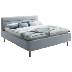 Polsterbett Lattenrost, Bettkasten Pastellblau 160/200 cm