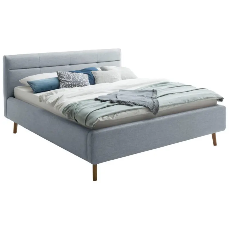 Polsterbett Lattenrost, Bettkasten Pastellblau 160/200 cm