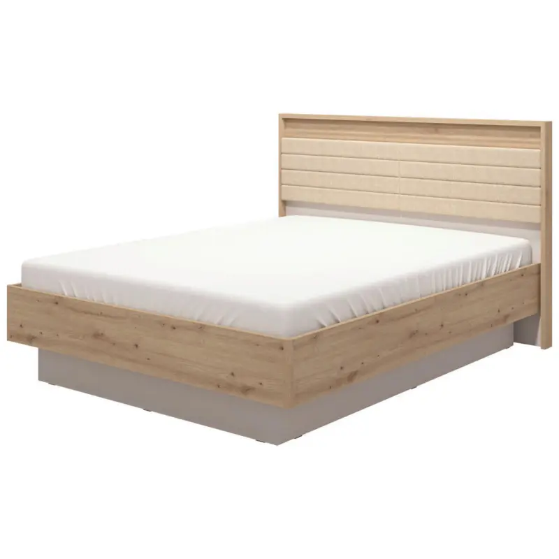 Bett 180/200 cm in Beige, Kaschmir, Eiche Artisan