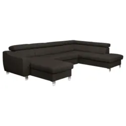 Wohnlandschaft in Lederlook Echtleder Dunkelbraun