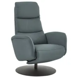 Relaxsessel in Leder Blaugrau