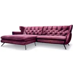 Ecksofa in Velours Lila 175/300 cm