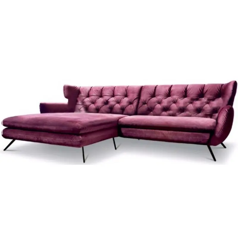 Ecksofa in Velours Lila 175/300 cm