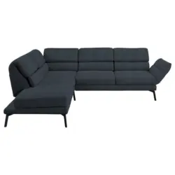 Ecksofa in Flachgewebe Anthrazit 212-253/256-363 cm