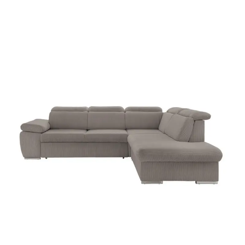 Ecksofa in Cord Graubraun