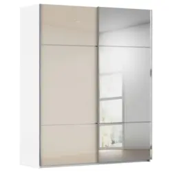 Schwebet&uuml;renschrank in Wei&szlig;, Champagner