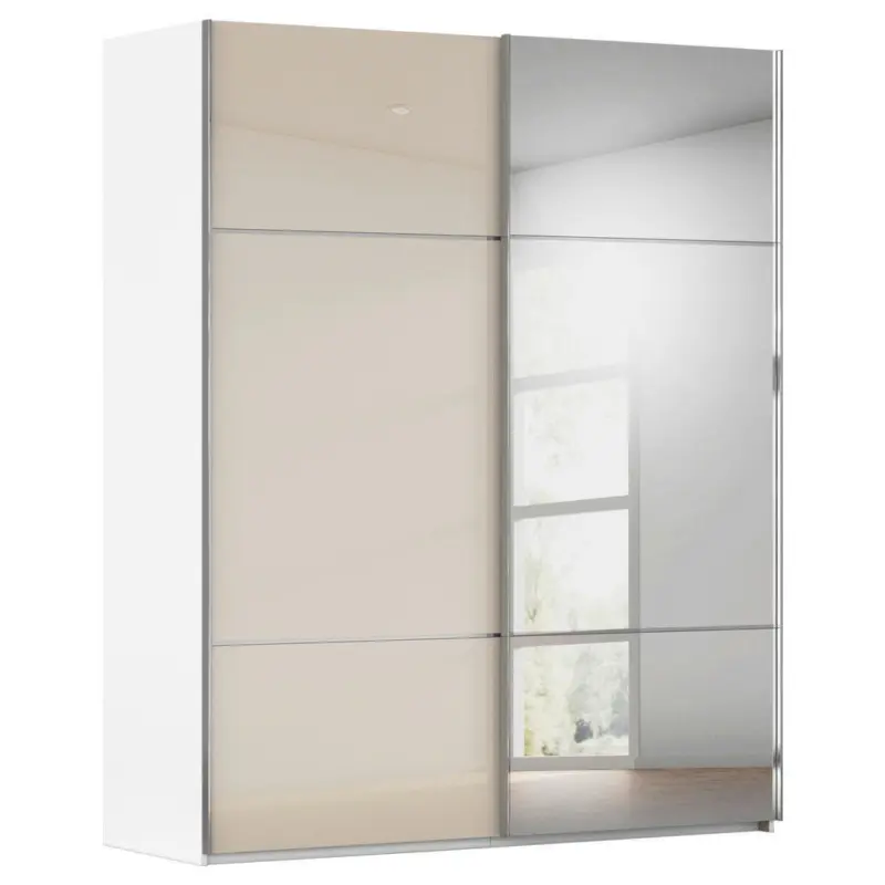 Schwebet&uuml;renschrank in Wei&szlig;, Champagner