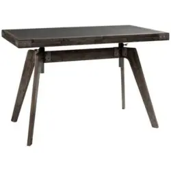 Schreibtisch 120/70/72-88 cm in Akaziefarben, Dunkelgrau