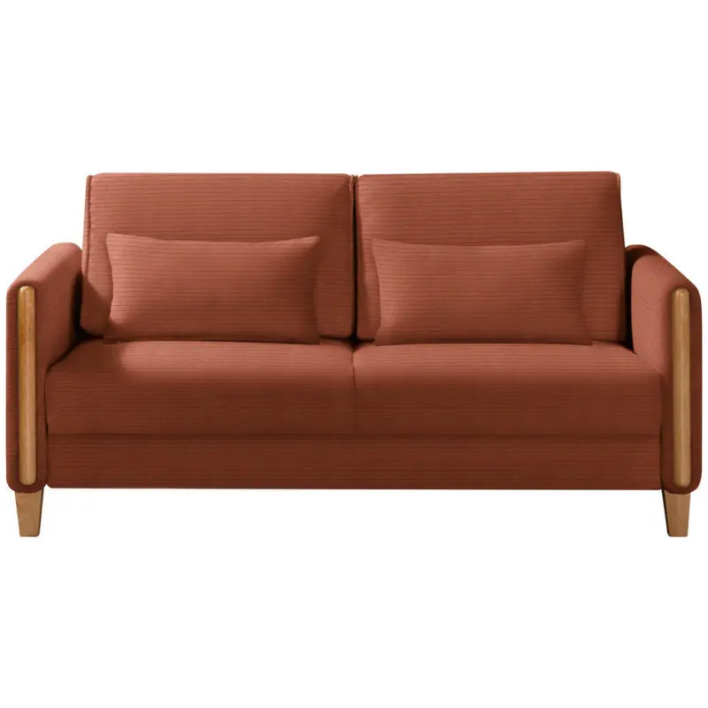 Schlafsofa in Cord Buchefarben, Rostfarben