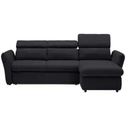 Ecksofa in Mikrofaser Schwarz 240/172 cm