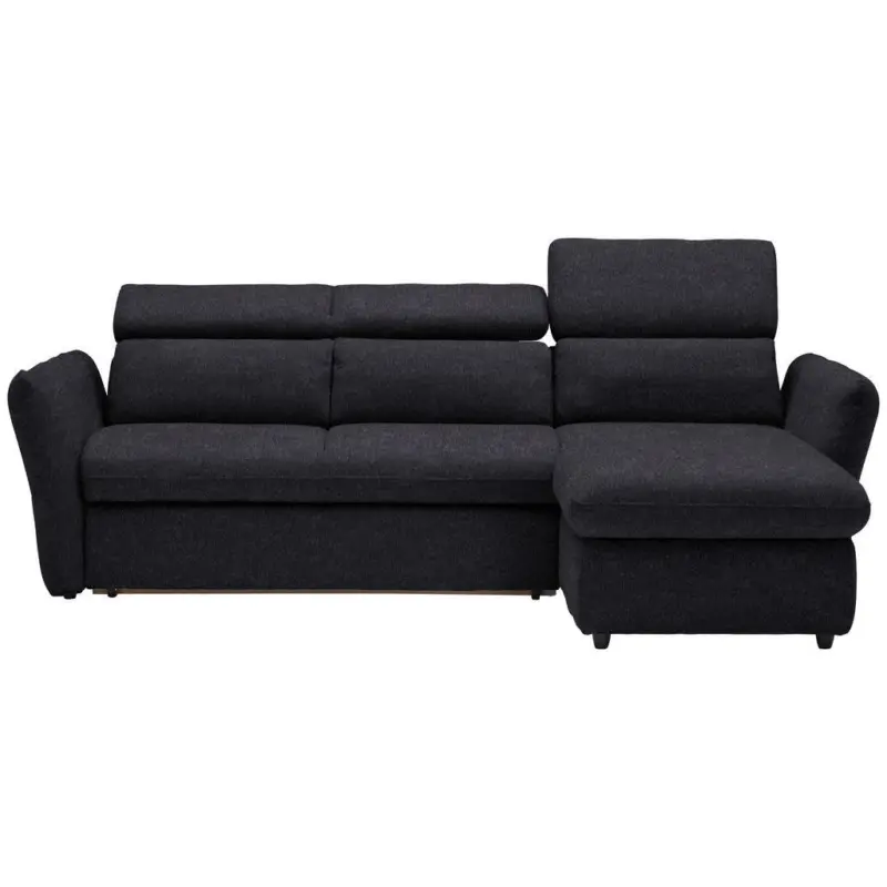 Ecksofa in Mikrofaser Schwarz 240/172 cm