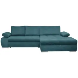 Ecksofa in Flachgewebe Petrol 294/173 cm