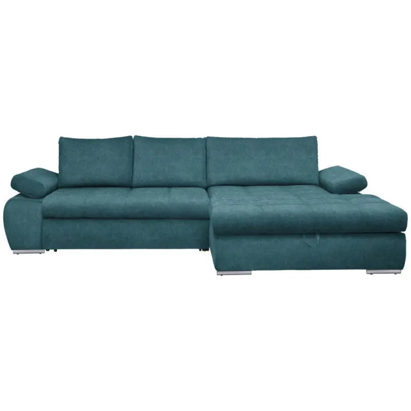 Ecksofa in Flachgewebe Petrol 294/173 cm