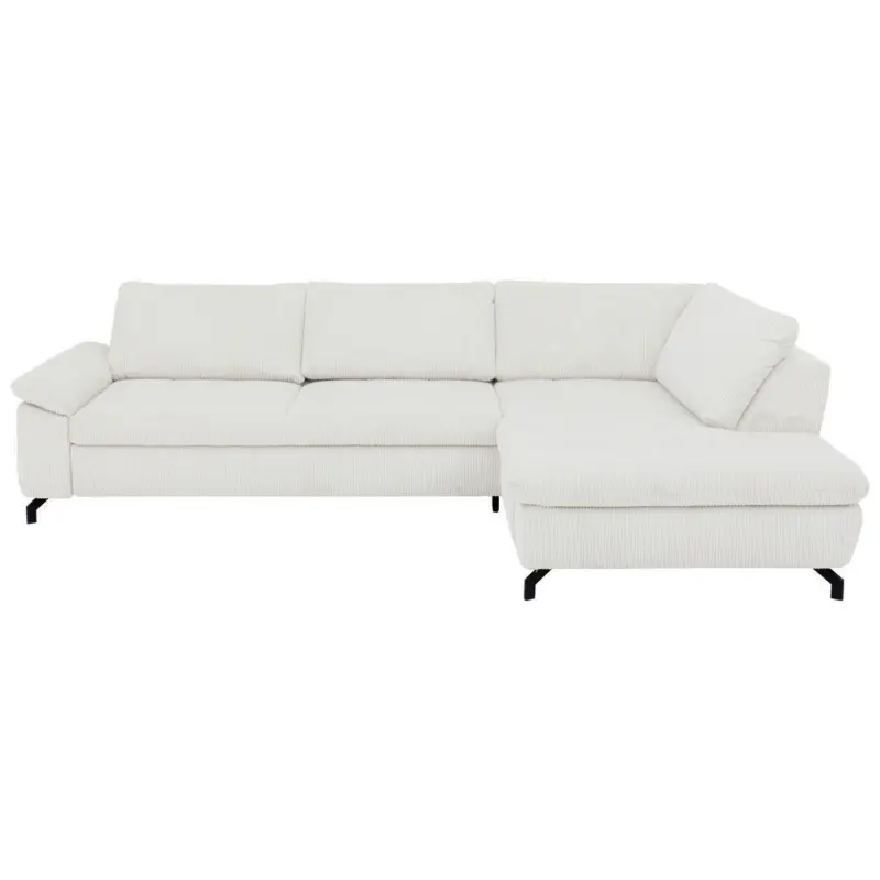 Ecksofa Sense in Cord, Velours Creme, Naturfarben 291/197 cm