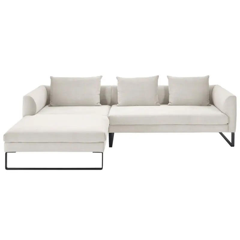 Ecksofa in Feincord Wei&szlig; 178/284 cm