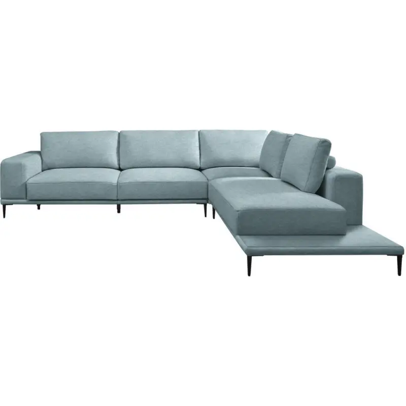 Ecksofa in Leinwand Hellblau 318/271 cm