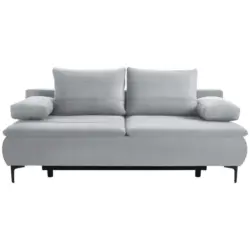 Boxspringsofa in Flachgewebe Grauwei&szlig; Modern