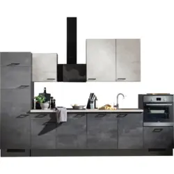 K&uuml;chenleerblock 340 cm in Graphitfarben, Wei&szlig;