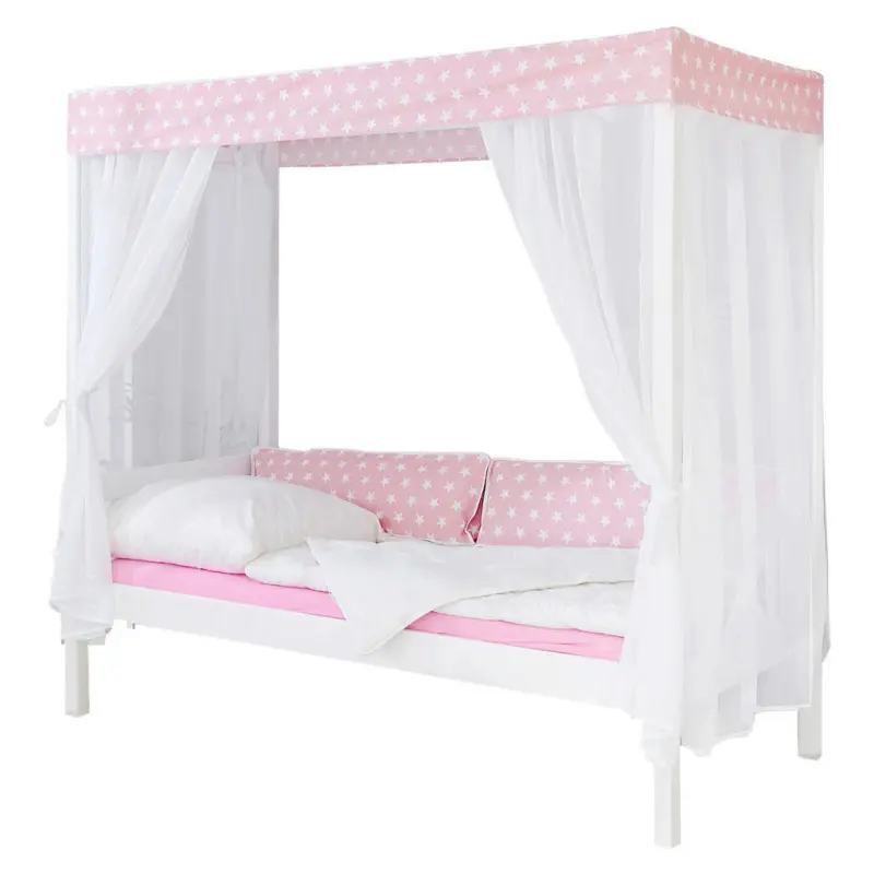 Himmelbett 90/200 cm in Rosa, Wei&szlig;