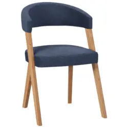 Stuhl in Holz, Textil Dunkelblau, Wildeiche