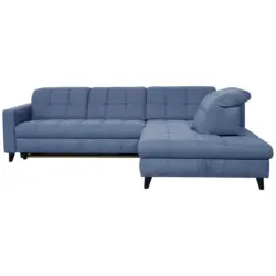 WOHNLANDSCHAFTOttomane rechts, L-Form in Webstoff Blau