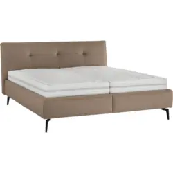 Polsterbett gepolstertes Kopfteil, Lattenroste, Matratzen Hellbraun 180/200 cm