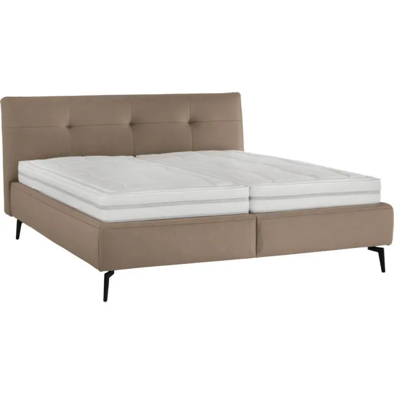 Polsterbett gepolstertes Kopfteil, Lattenroste, Matratzen Hellbraun 180/200 cm