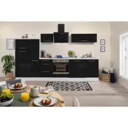 K&uuml;chenblock 310 cm in Schwarz, Wei&szlig;