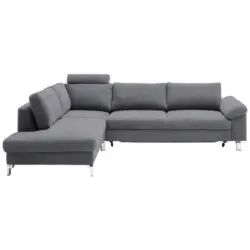 Ecksofa in Velours Grau 200/282 cm