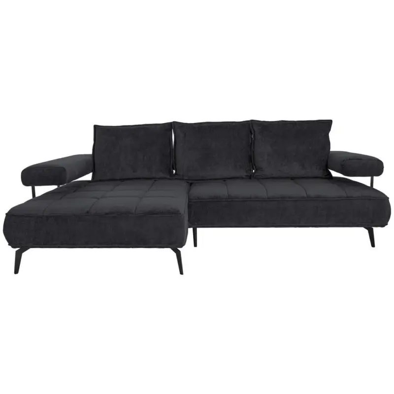 Ecksofa in Webstoff Schwarz 180/266 cm