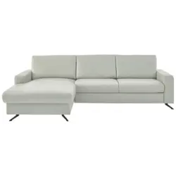 Ecksofa Beldomo premium in Echtleder Silberfarben 165/267 cm