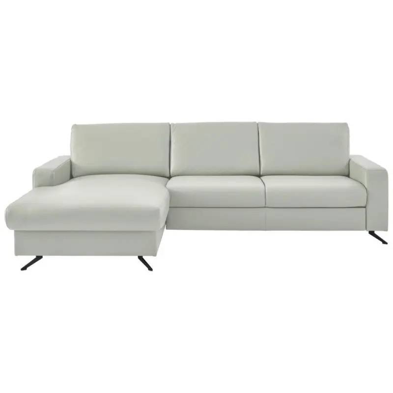 Ecksofa Beldomo premium in Echtleder Silberfarben 165/267 cm