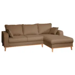 Ecksofa Beata in Mikrofaser Hellbraun 230/150 cm