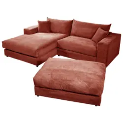 Ecksofa Funny S in Cord, Velours Terracotta 180/265 cm
