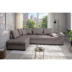 Eckschlafsofa Alvito in Chenille Graubraun