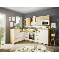 K&uuml;chenleerblock 175/280 cm in Eichefarben, Hellgrau