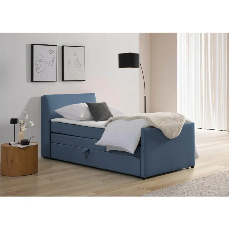 Boxspringbett 120/200 cm in Blaugrau