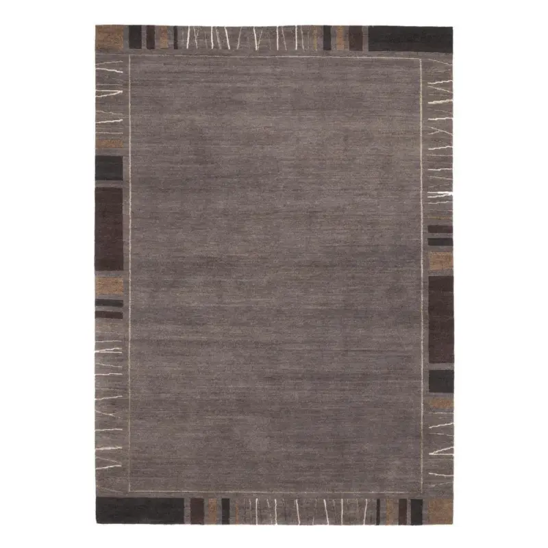 Wollteppich 120/180 cm Sena Silk Mata Dunkelgrau