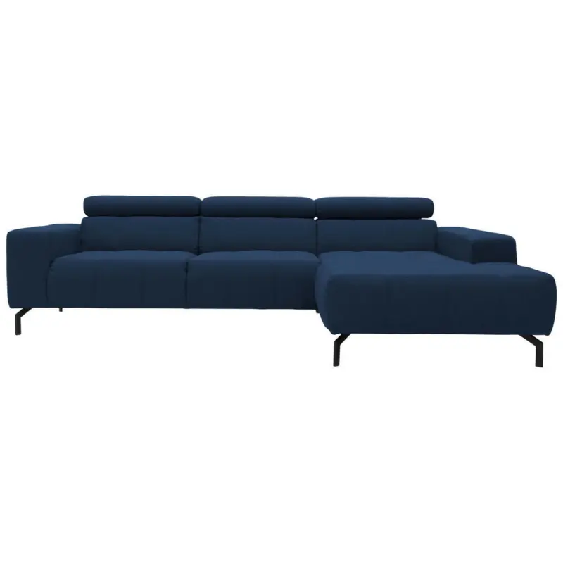 Ecksofa in Webstoff Dunkelblau 292/175 cm