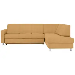 Ecksofa in Flachgewebe Gelb 256/198 cm