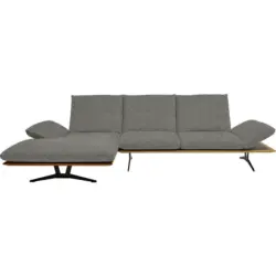Ecksofa in Flachgewebe Grau 159/314 cm
