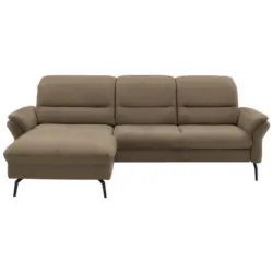 Ecksofa in Flachgewebe Greige 181/260 cm