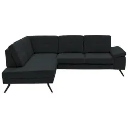 Ecksofa in Lederlook, Mikrofaser Anthrazit 194/261 cm