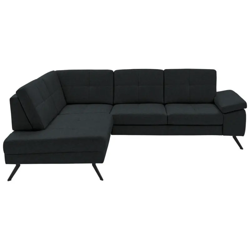 Ecksofa in Lederlook, Mikrofaser Anthrazit 194/261 cm