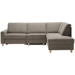 Ecksofa in Flachgewebe Taupe 261/203 cm