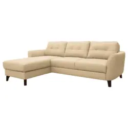 Ecksofa in Lederlook Echtleder Beige