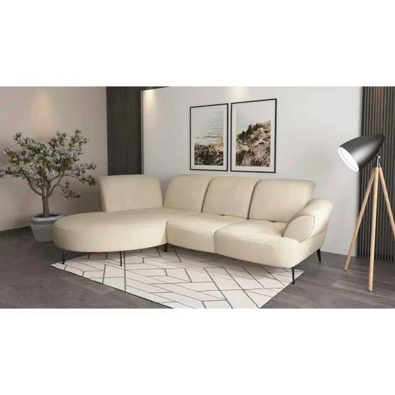 Ecksofa Dance E in Chenille Sandfarben 208/313 cm