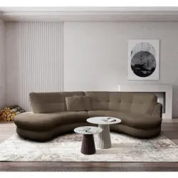 Ecksofa in Boucl&eacute; Braun 113/300 cm